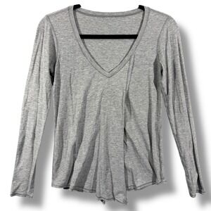 Lululemon Long Sleeve Tie Front V-Neck Top Gray Heathered